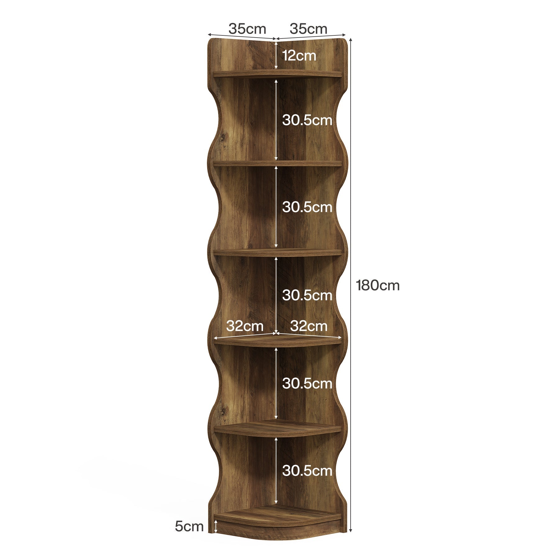 Tribeisgns Étagère d'angle, Étagère moderne à 6 niveaux de 180 cm