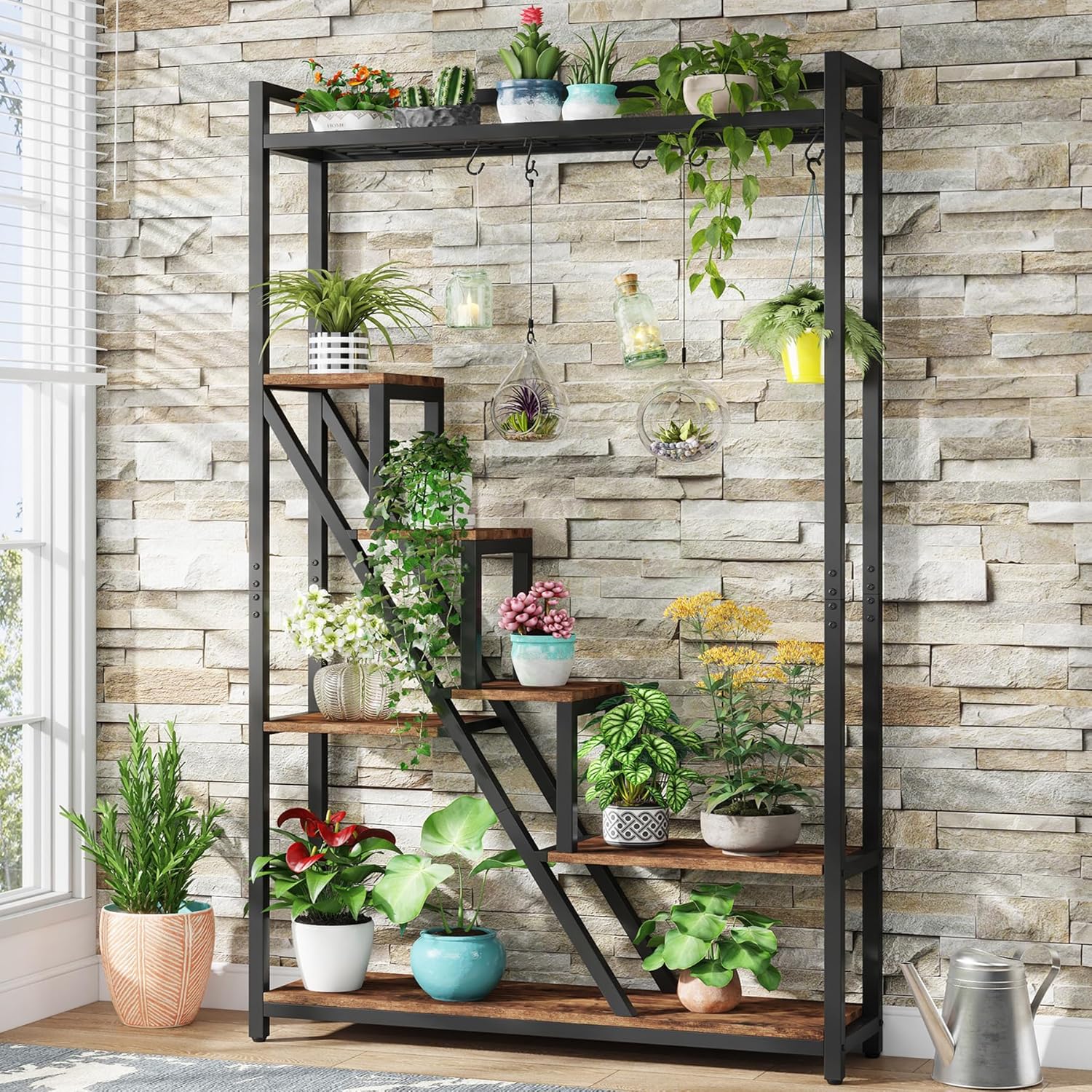Tribesigns 7-Tier plantenstandaard voor binnen, grote metalen plank van 180 cm