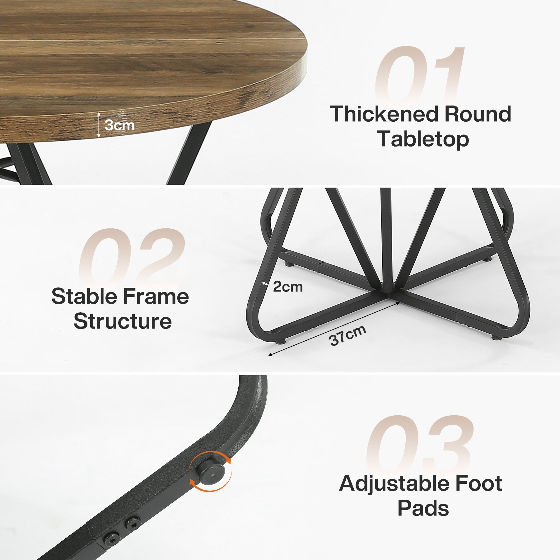 Tribesigns Table à Manger Ronde 80 cm pour 2 à 4 Personnes