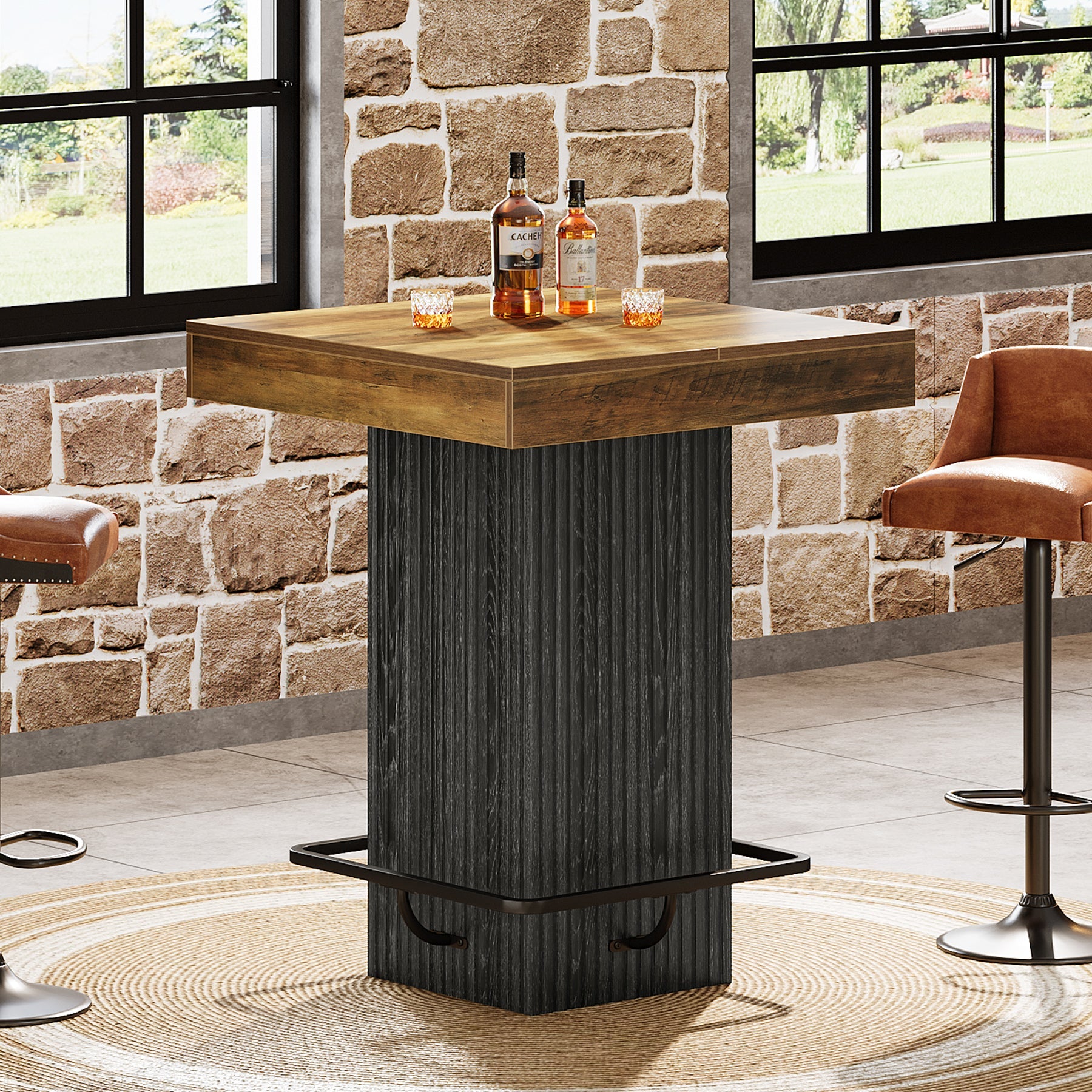 Tribesigns Table de Bar Carrée de 80 cm, Table de Pub Style Industriel pour Cuisine
