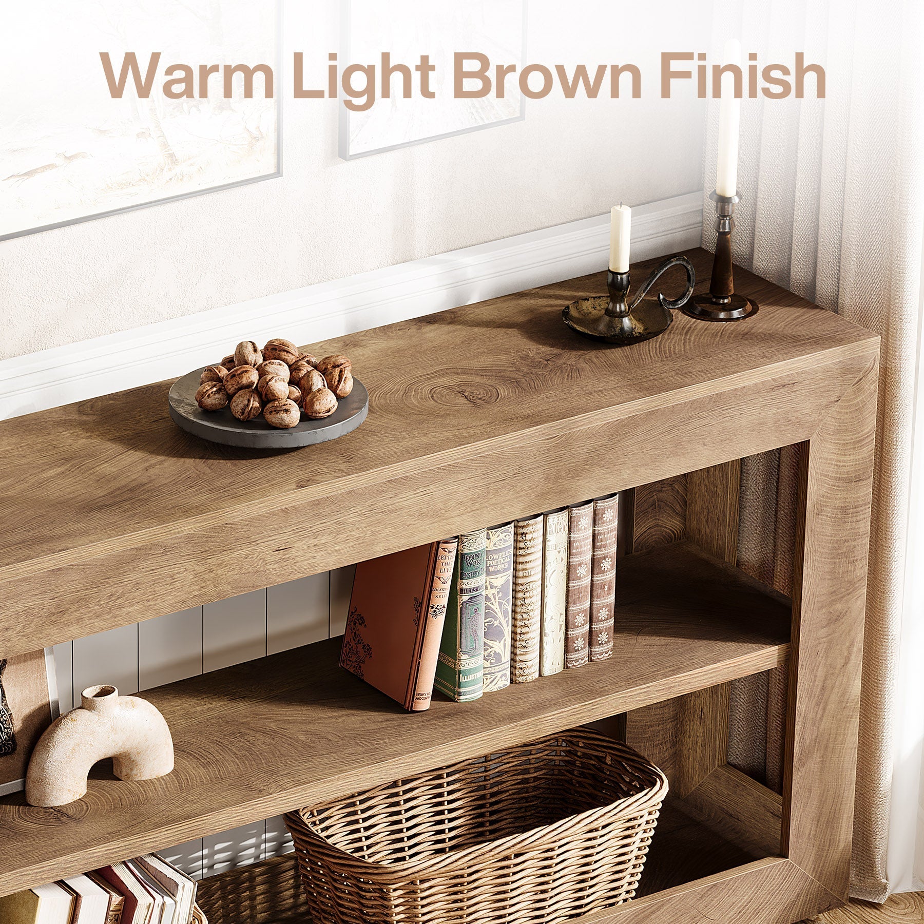 Tribesigns Console tafel 160 cm, boerenstijl haltafel met 3-laags opbergrek