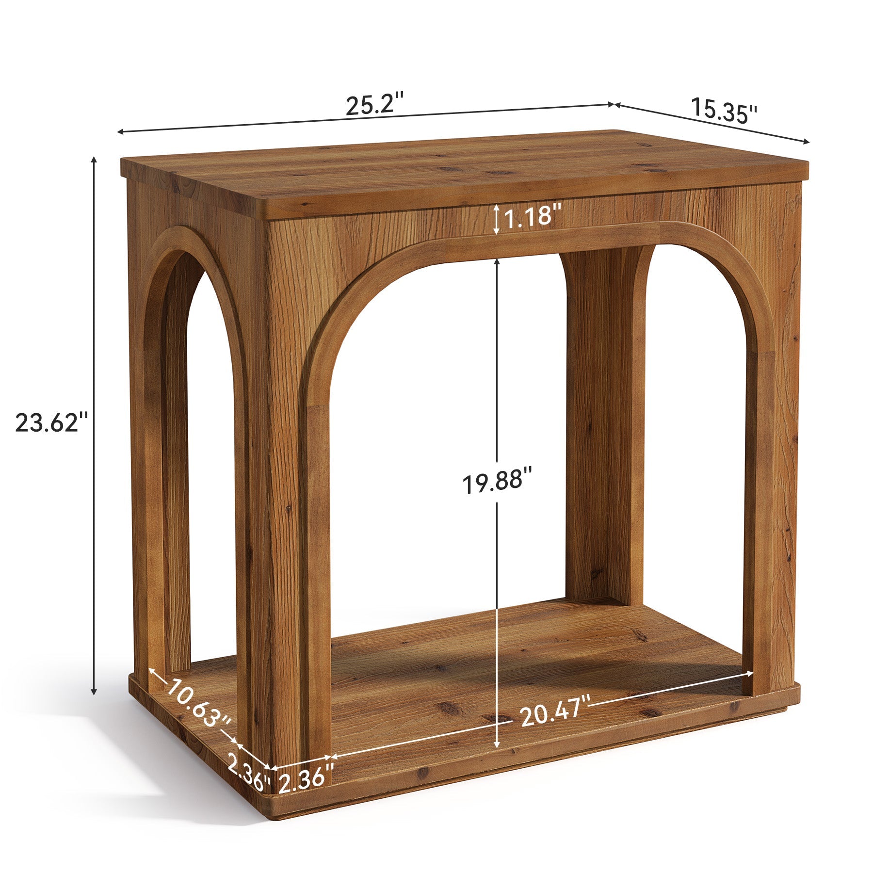 Tribesigns Table d’Appoint Rustique en Bois Massif 64 cm à 2 Niveaux
