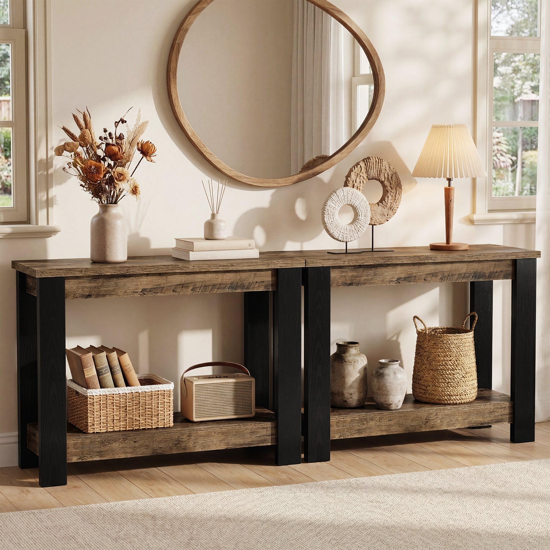 Tribesigns Console Étroite de 105 cm à 2 Niveaux, Idéale comme Table d’Entrée pour Salon