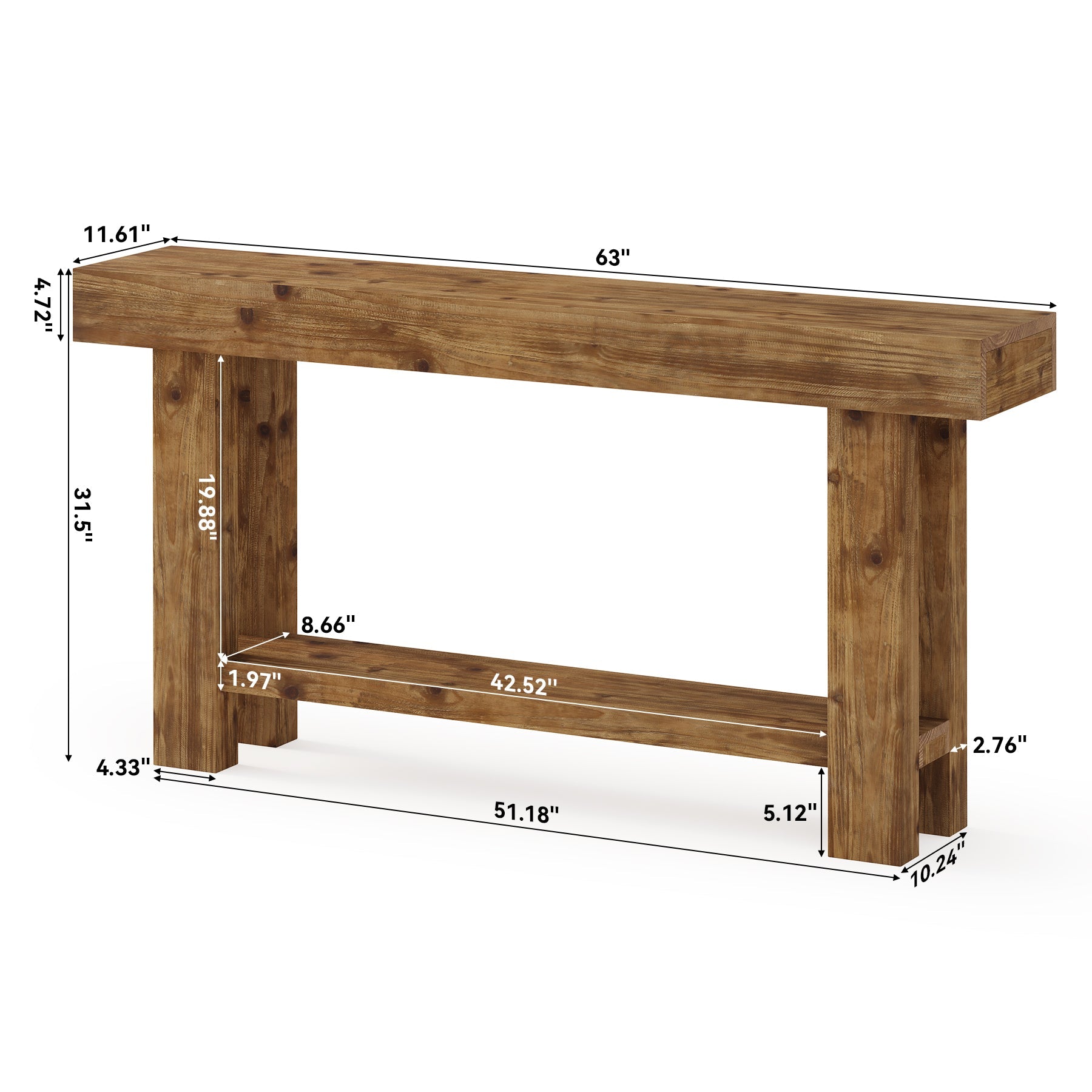 Tribesigns Console en Bois Massif 160 cm à 2 Niveaux pour Entrée
