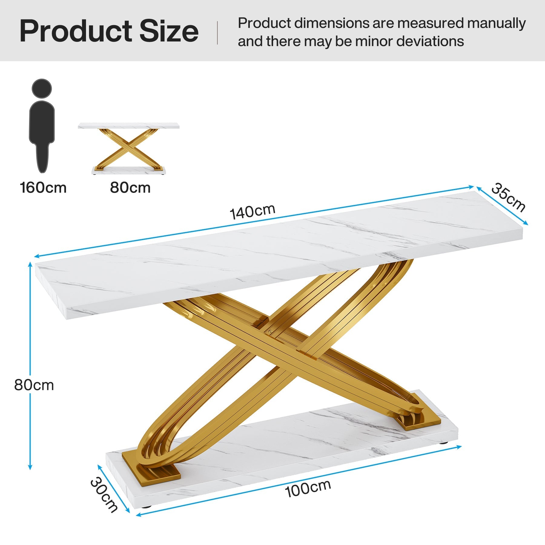 Tribesigns Console, Moderne 140 cm Marmeren Entreetable