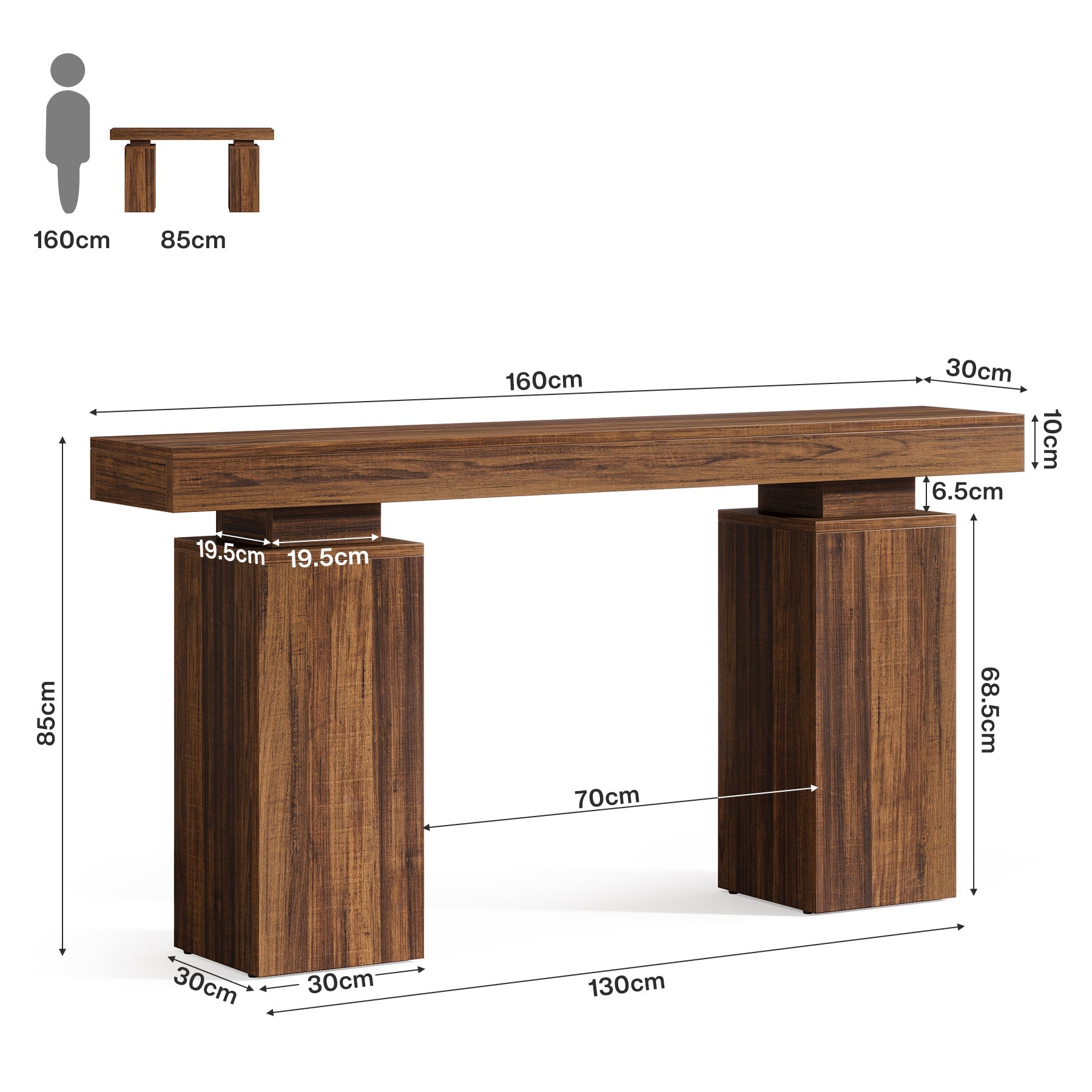 Tribesigns Console van 160 cm, Landelijke Houten Haltafel voor Woonkamer en Gang