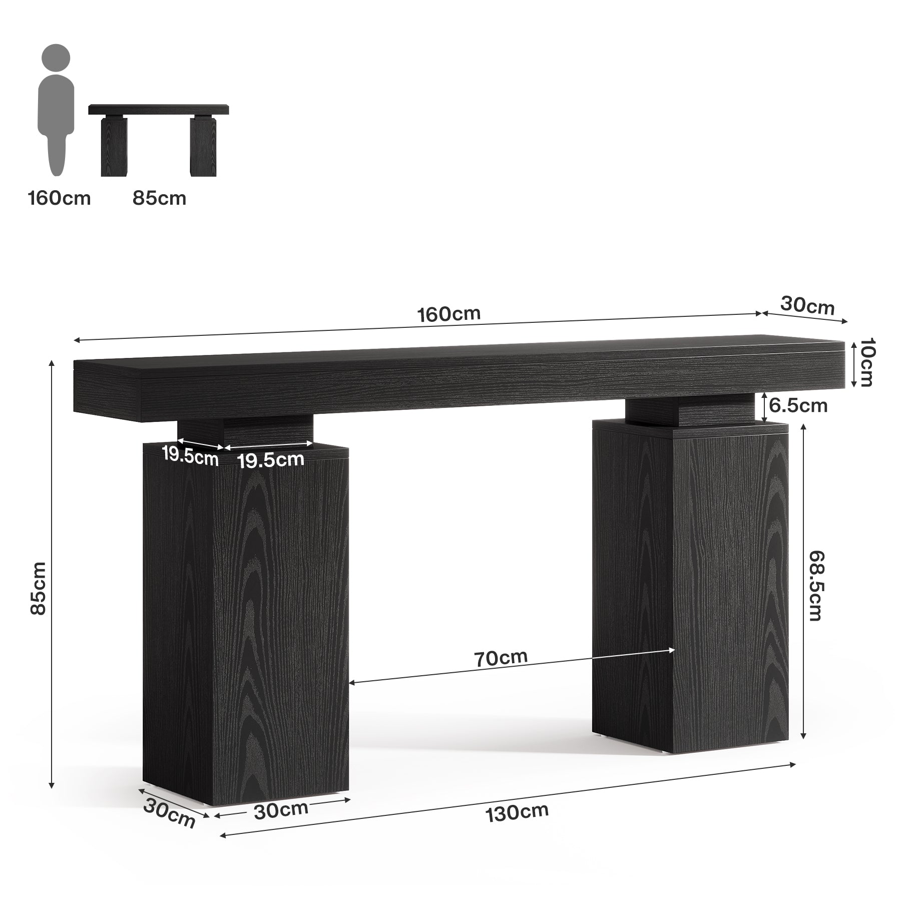 Tribesigns Console van 160 cm, Landelijke Houten Haltafel voor Woonkamer en Gang