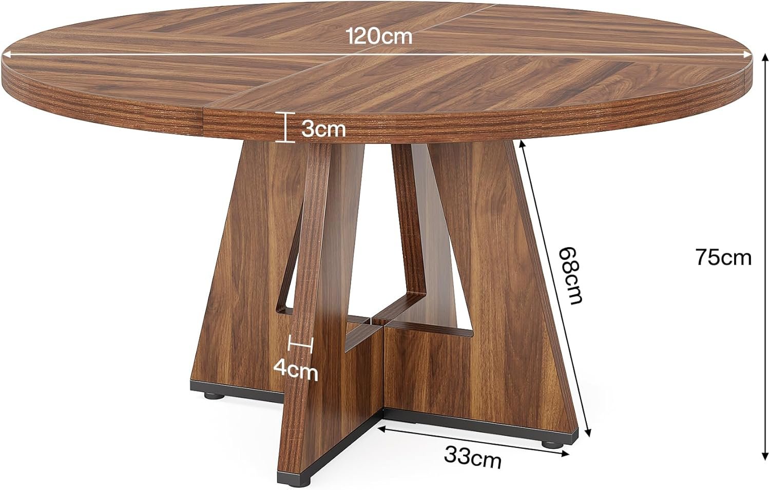 Tribesigns Table à manger, Table de cuisine ronde de 120 cm pour 4 personnes