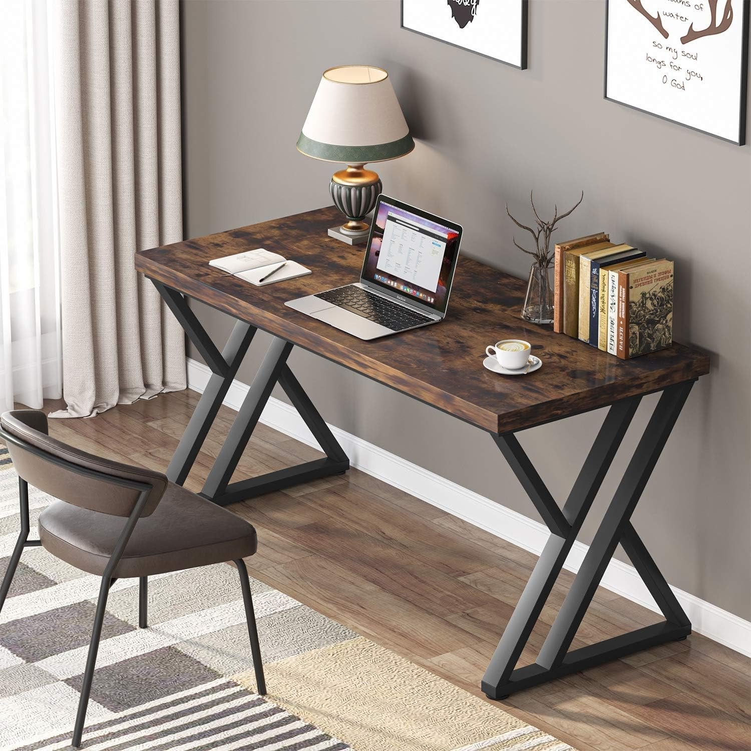 Tribesigns Bureau d’ordinateur de 140 cm, bureau moderne avec pieds métalliques en Z pour maison et bureau