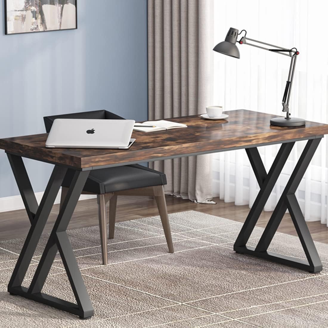 Tribesigns Bureau d’ordinateur de 140 cm, bureau moderne avec pieds métalliques en Z pour maison et bureau