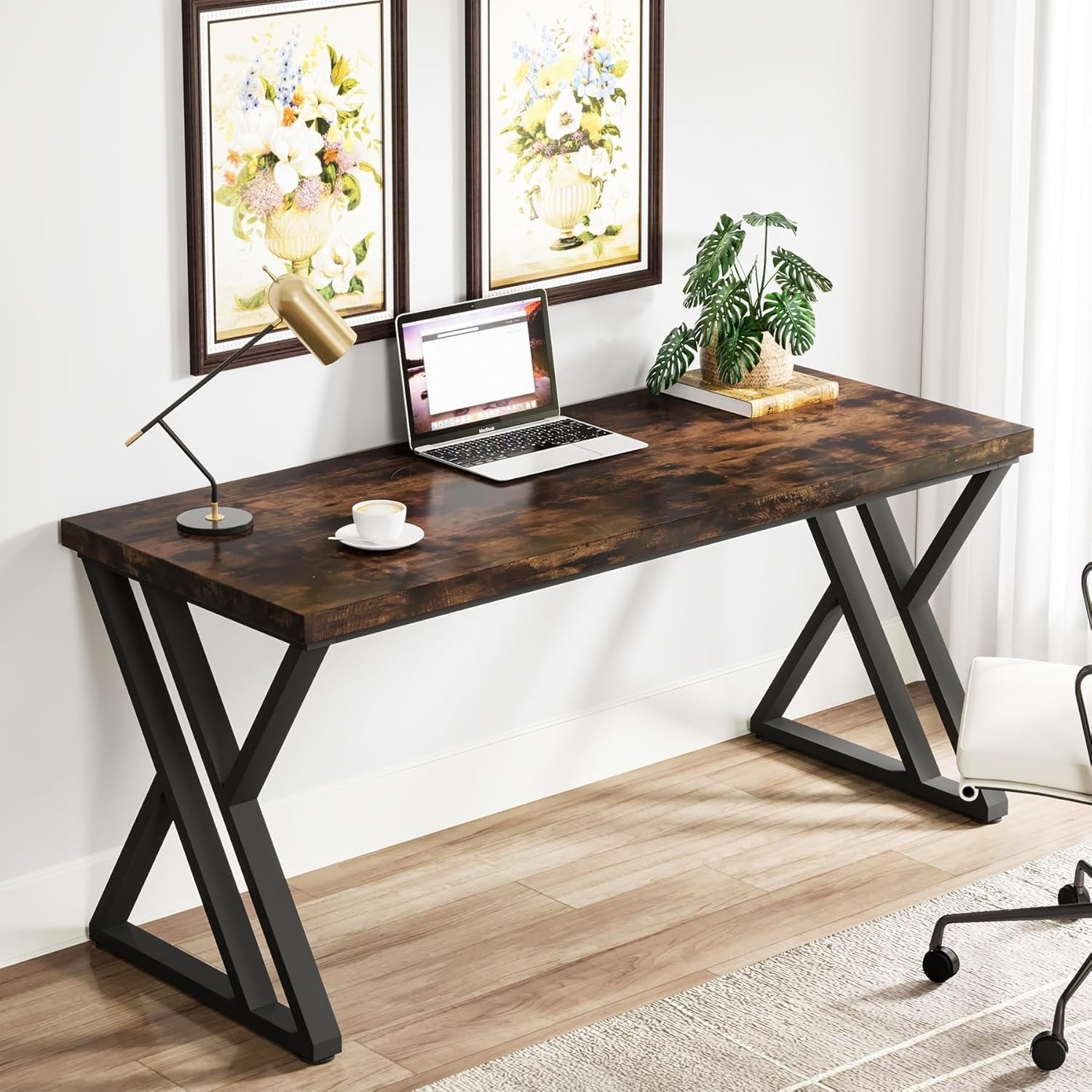 Tribesigns Bureau d’ordinateur de 140 cm, bureau moderne avec pieds métalliques en Z pour maison et bureau
