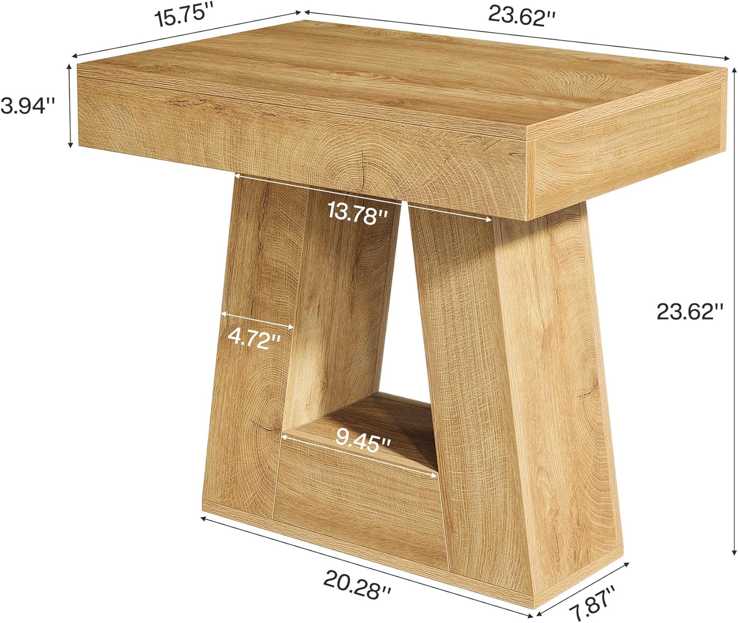 2-laags smalle bijzettafel met 60 cm brede basis