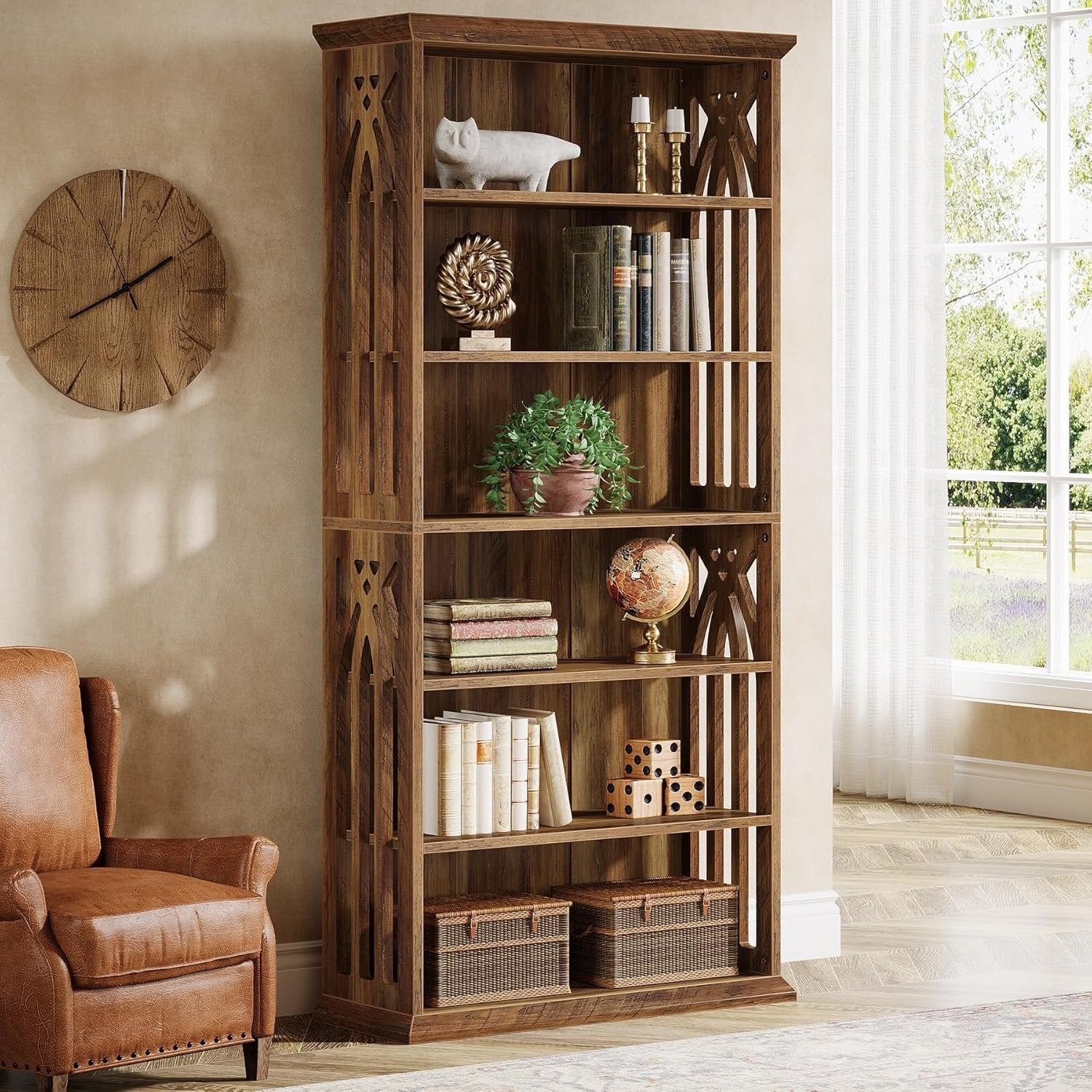 Tribesigns Boekenkast met 6 Niveaus, 190 cm Hoog, Grote Vrijstaande Boekenplank Display Rek
