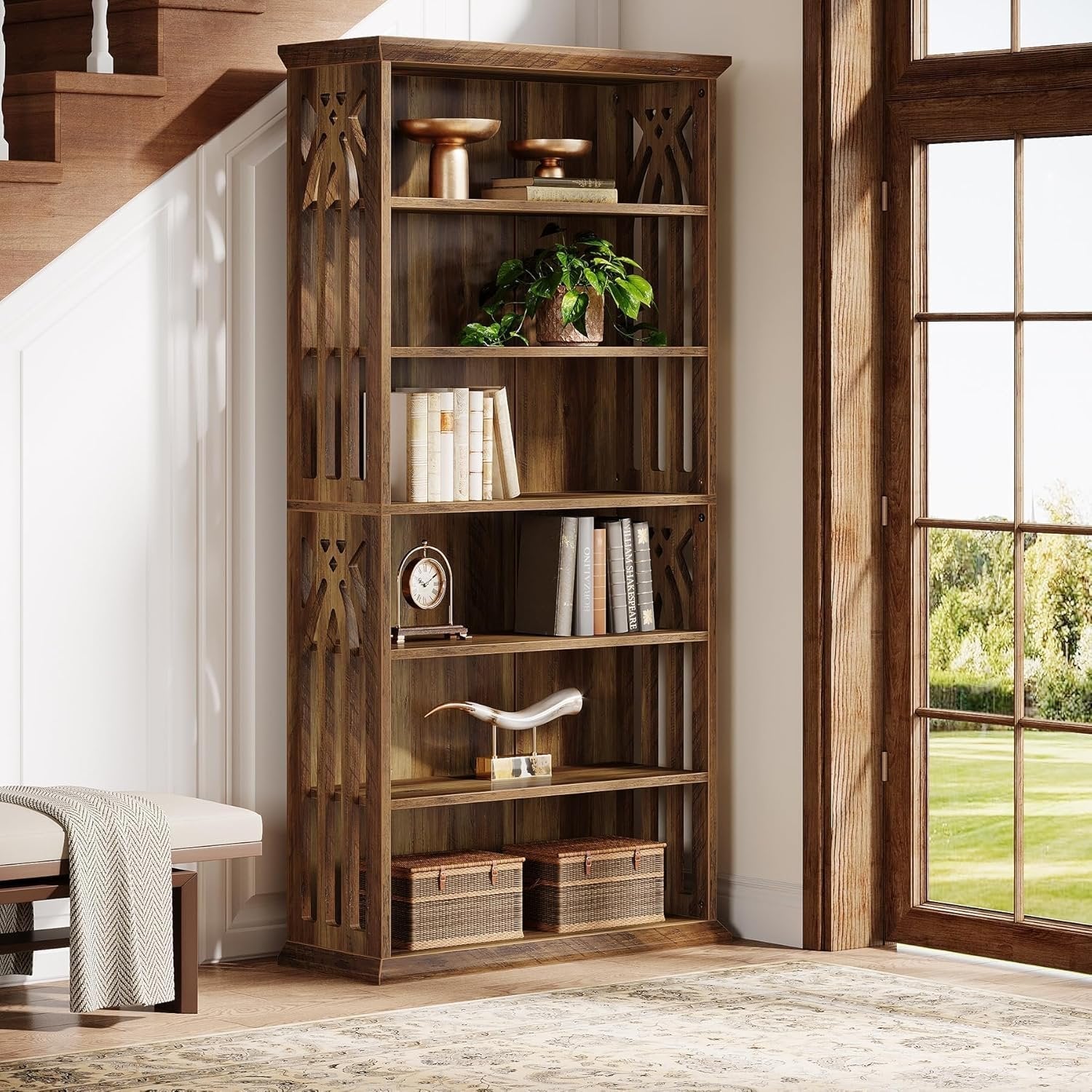 Tribesigns Boekenkast met 6 Niveaus, 190 cm Hoog, Grote Vrijstaande Boekenplank Display Rek