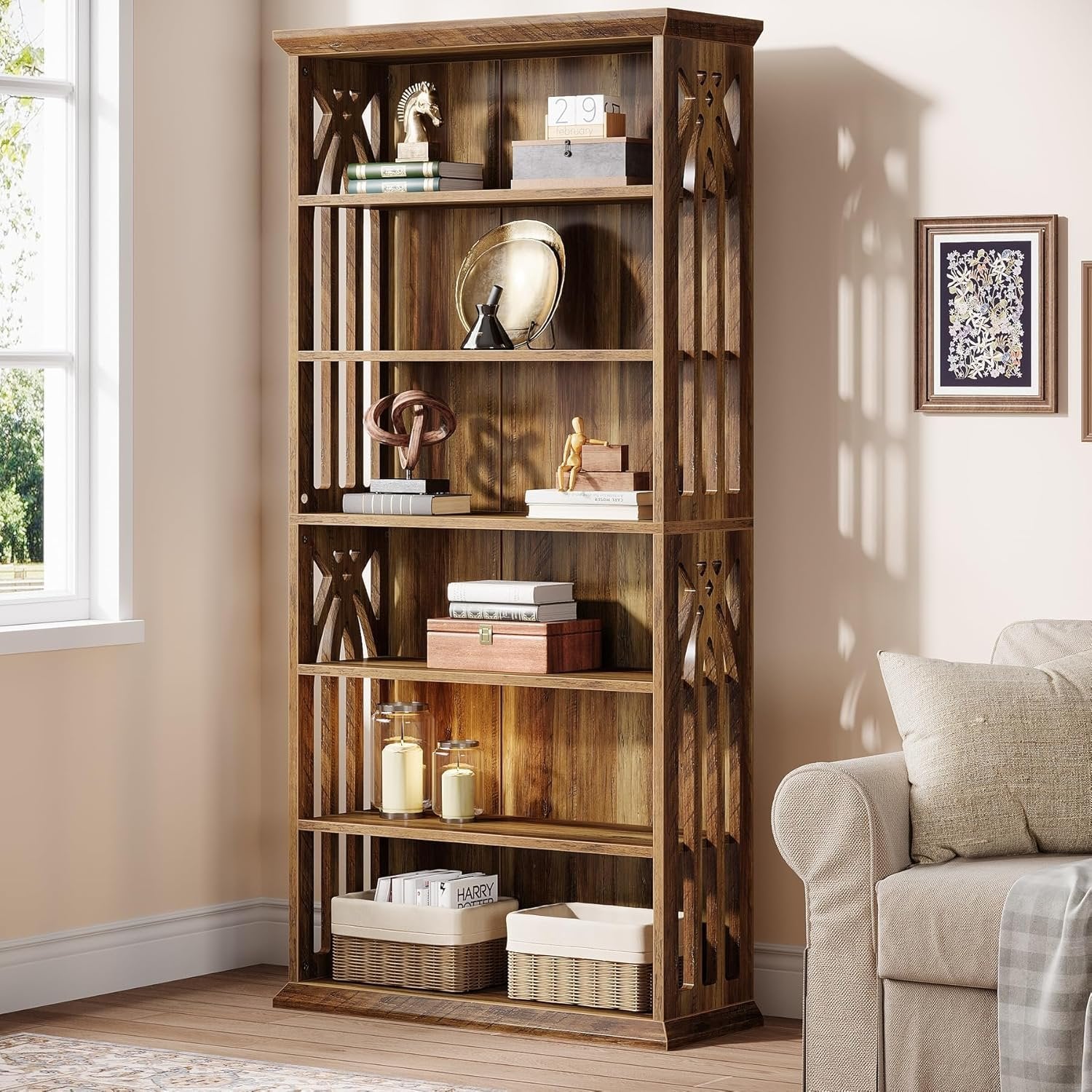 Tribesigns Boekenkast met 6 Niveaus, 190 cm Hoog, Grote Vrijstaande Boekenplank Display Rek
