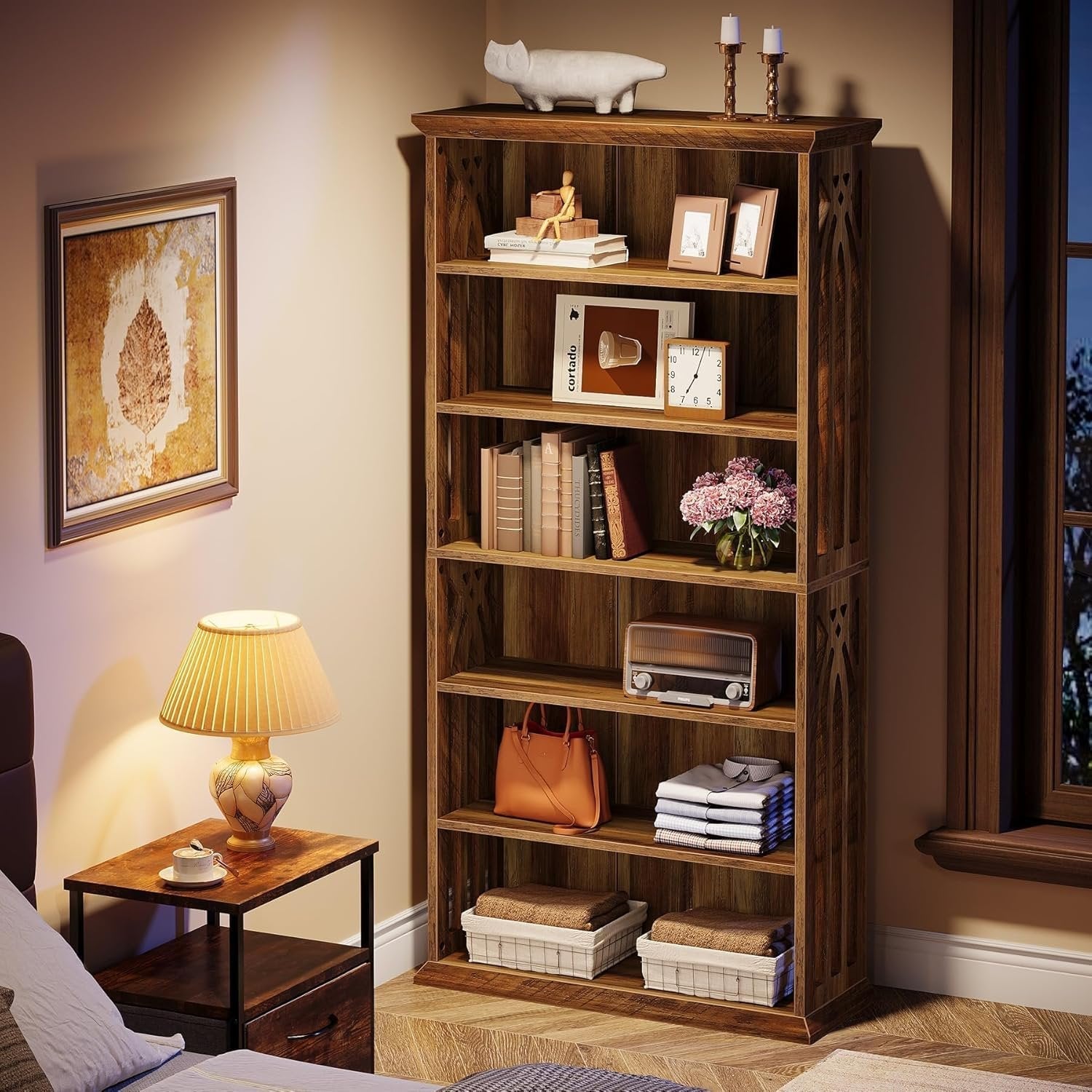 Tribesigns Boekenkast met 6 Niveaus, 190 cm Hoog, Grote Vrijstaande Boekenplank Display Rek