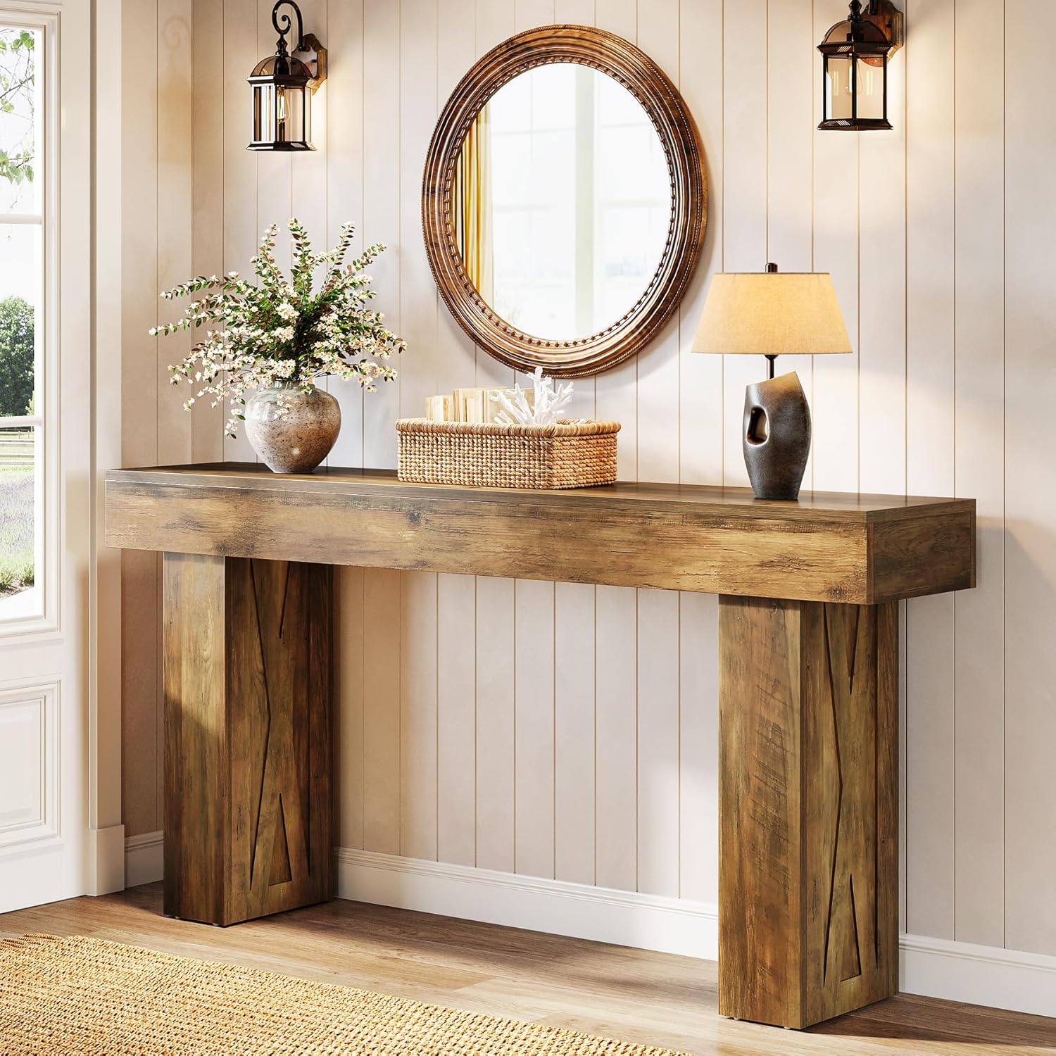 Tribesigns Smalle consolestafel 160 cm, Moderne banktafel voor hal Entreettafel voor woonkamer