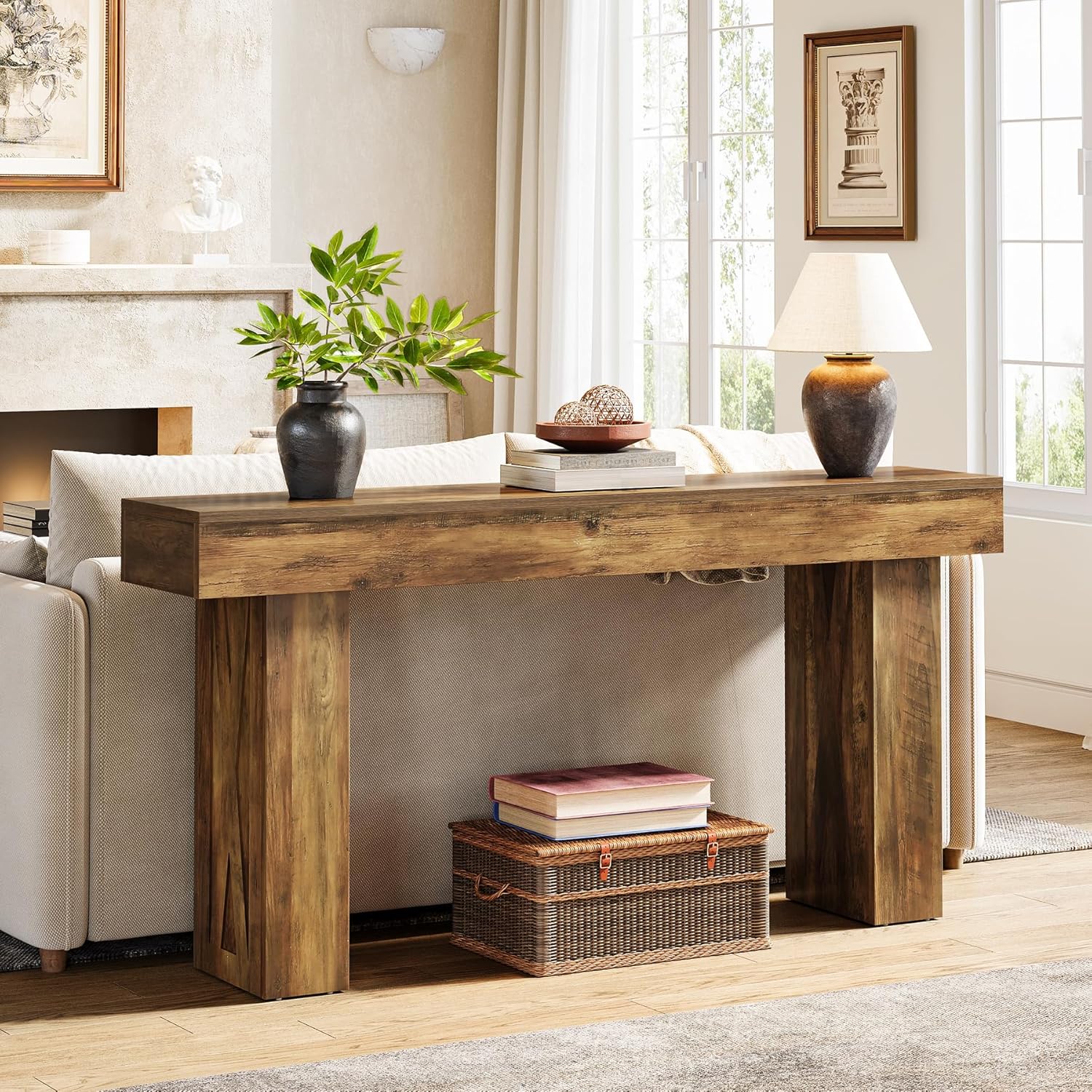 Tribesigns Smalle consolestafel 160 cm, Moderne banktafel voor hal Entreettafel voor woonkamer