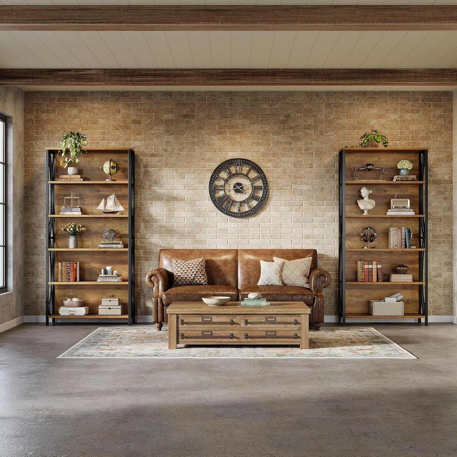 Tribesigns 180 cm Hoge Boekenkast, Industriële Boekenkast met 6 Planken en Geometrisch Metalen Frame