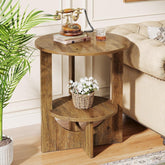 Tribesigns Ronde bijzettafel met 2 niveaus voor woonkamer 50 x 50 x 65 cm, Kleine salontafel 3