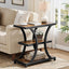 Tribesigns Table d'appoint avec espace de rangement, Table d'appoint à 3 niveaux avec design géométrique en métal