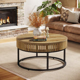 Tribesigns Table Basse Ronde de 80 cm, Table Basse Salon Bois Table D'appoint de Canapé Circulaire 3