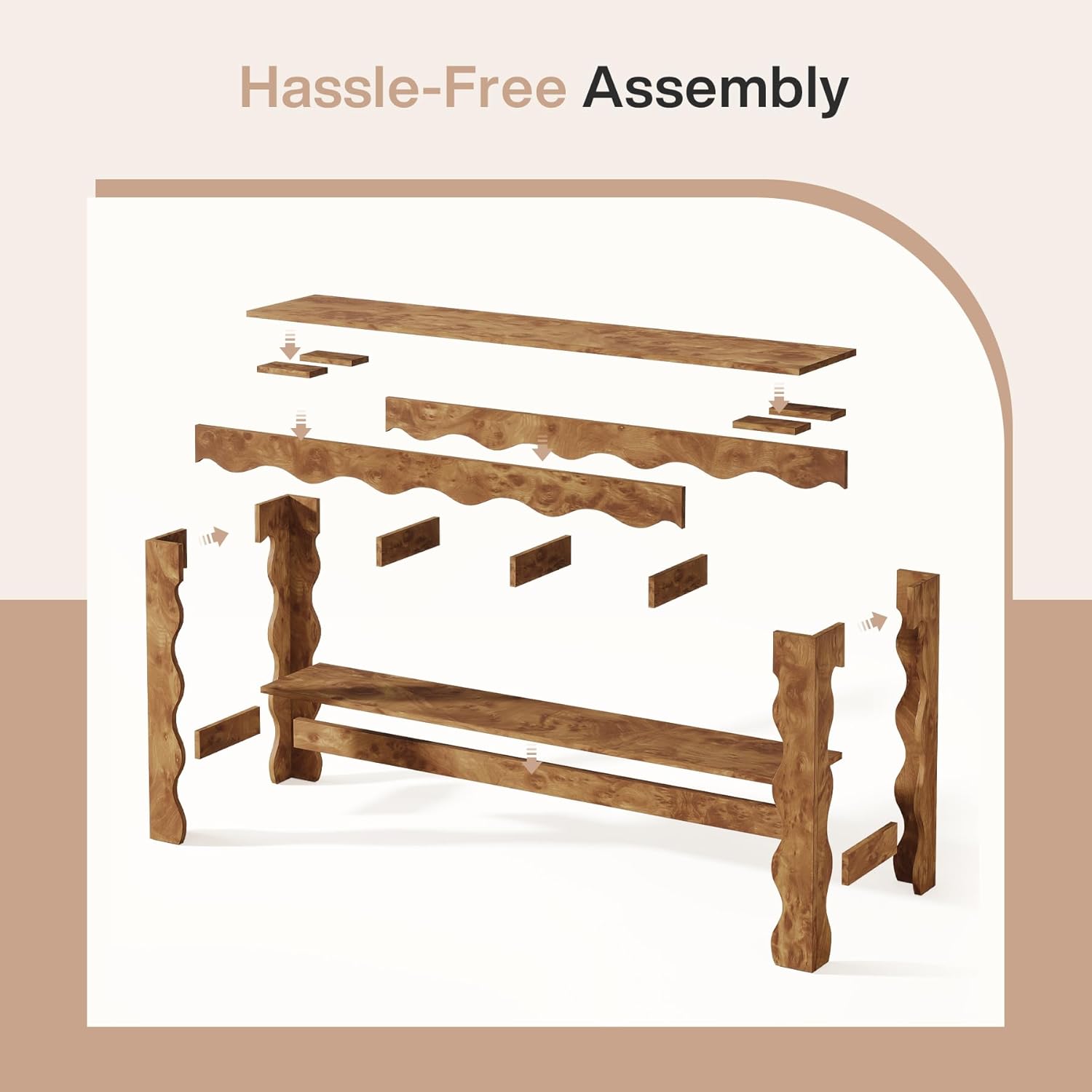 Tribesigns Consoletafel 160 cm, smalle 2-laags haltafel met geschulpte poten