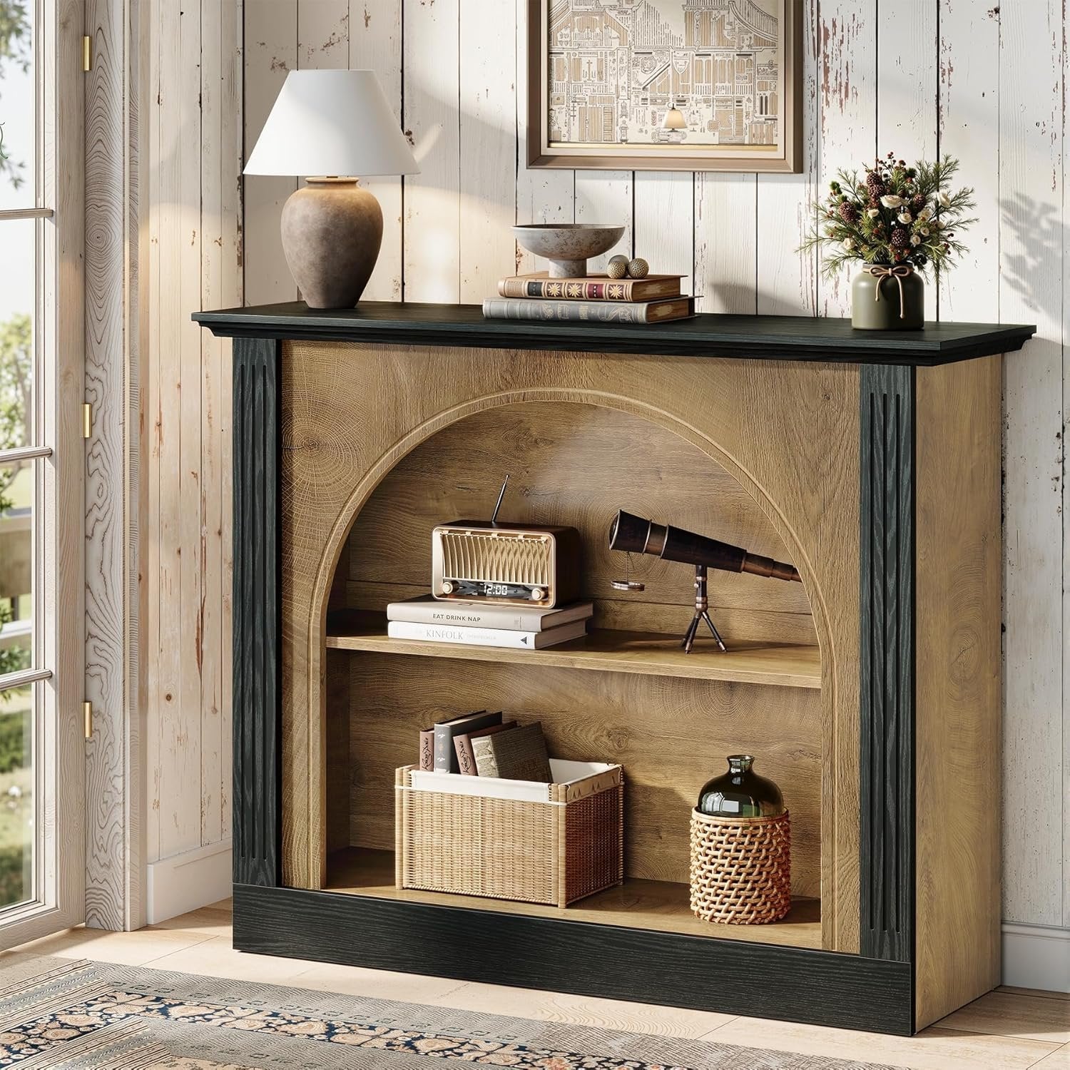 Tribesigns 3-laags console tafel, 110 cm houten haltafel met opbergruimte, bijzettafel voor entree