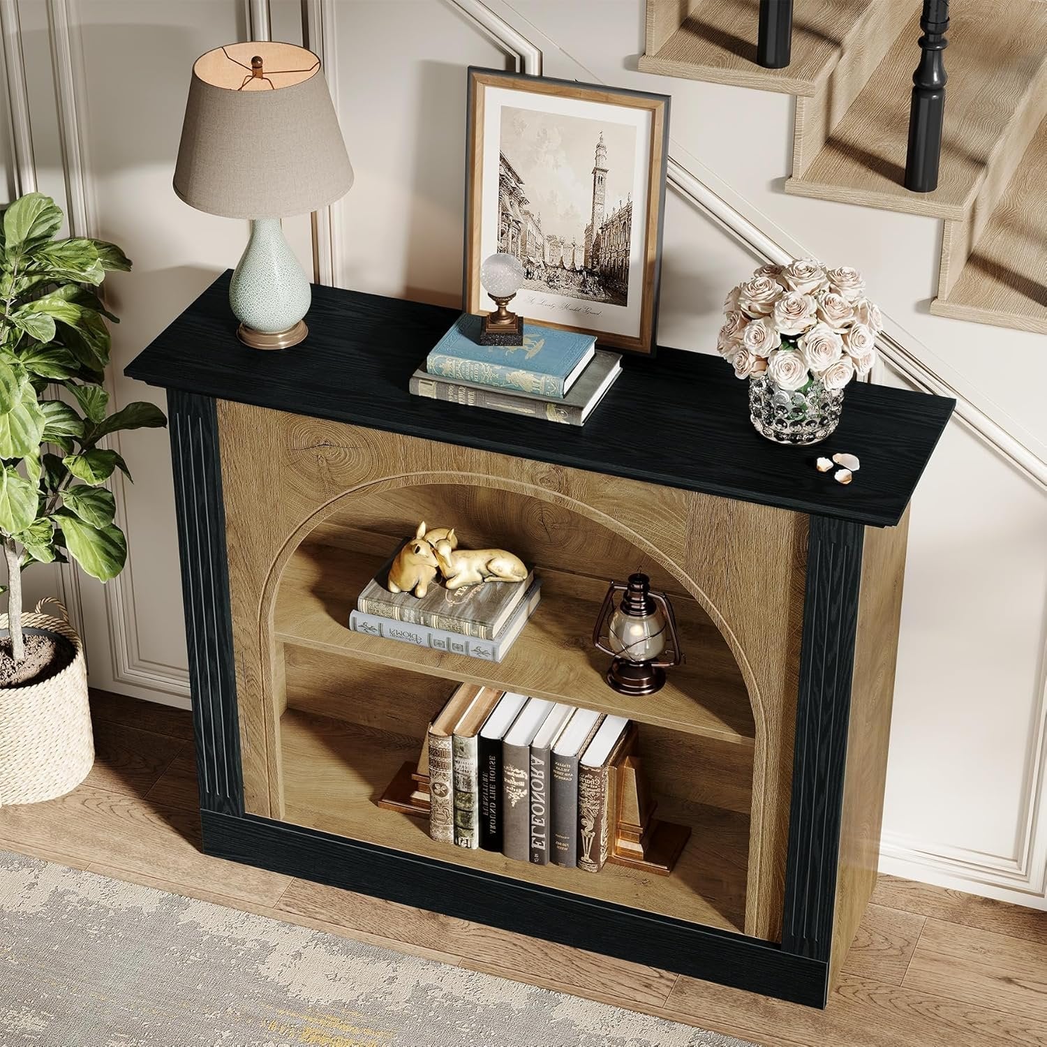 Tribesigns 3-laags console tafel, 110 cm houten haltafel met opbergruimte, bijzettafel voor entree