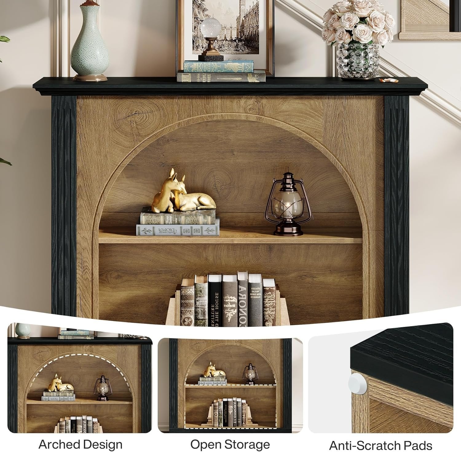 Tribesigns 3-laags console tafel, 110 cm houten haltafel met opbergruimte, bijzettafel voor entree