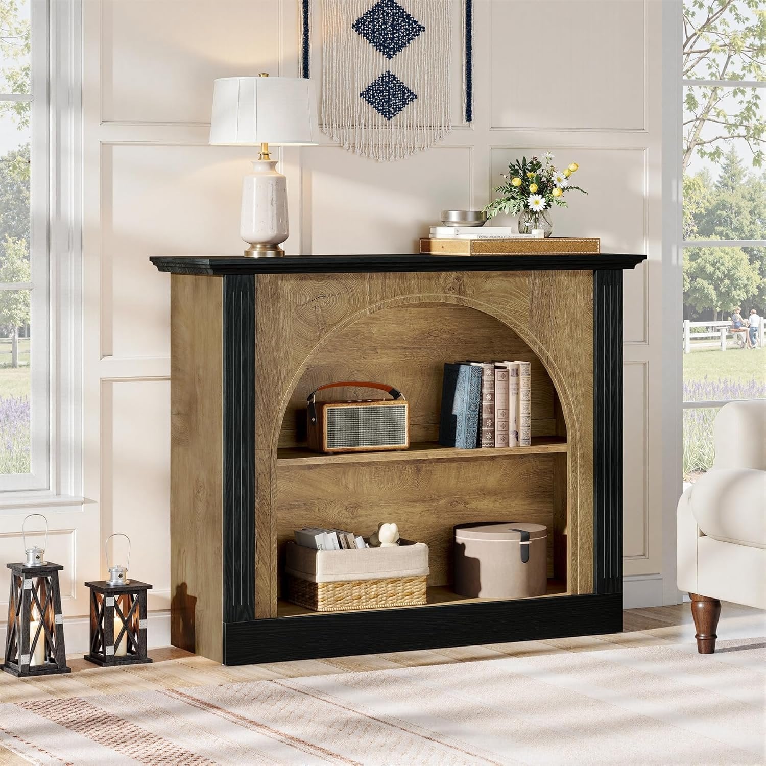 Tribesigns 3-laags console tafel, 110 cm houten haltafel met opbergruimte, bijzettafel voor entree