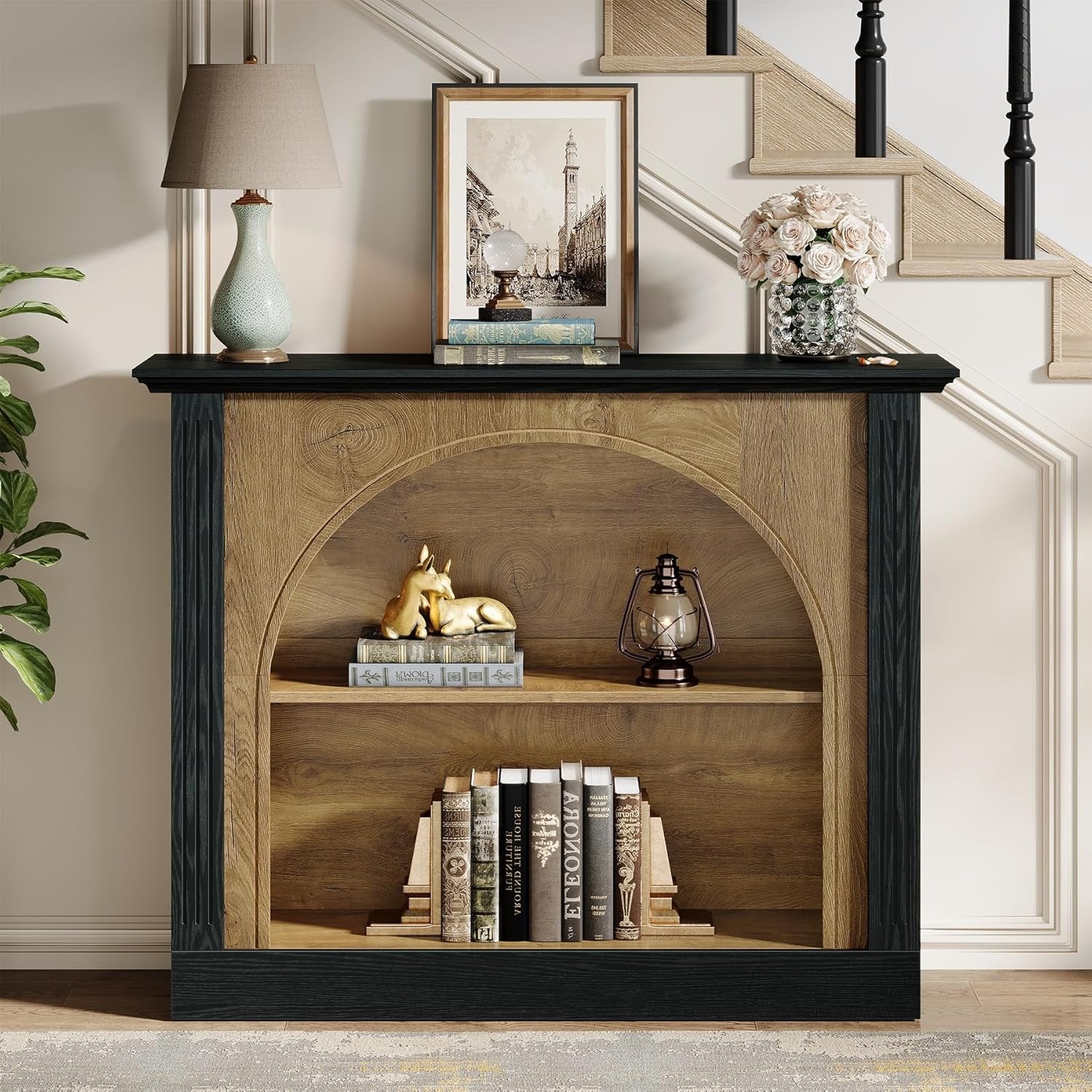 Tribesigns 3-laags console tafel, 110 cm houten haltafel met opbergruimte, bijzettafel voor entree