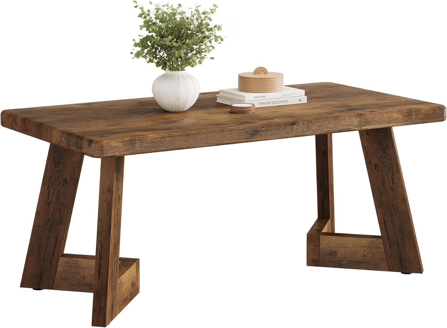 Tribesigns Salontafel voor landelijke woning in rustiek design, bruine koffietafel met V-poten
