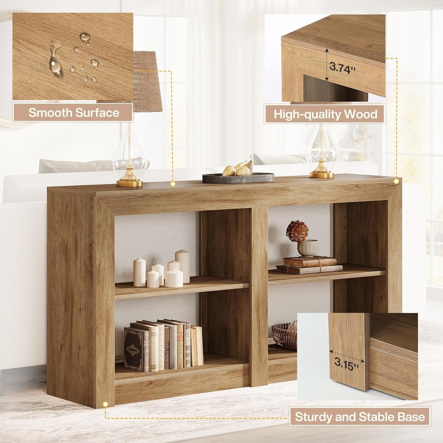 Tribesigns Console de style maison de campagne de 150 cm, Table d'entrée aspect chêne pour couloir et salon