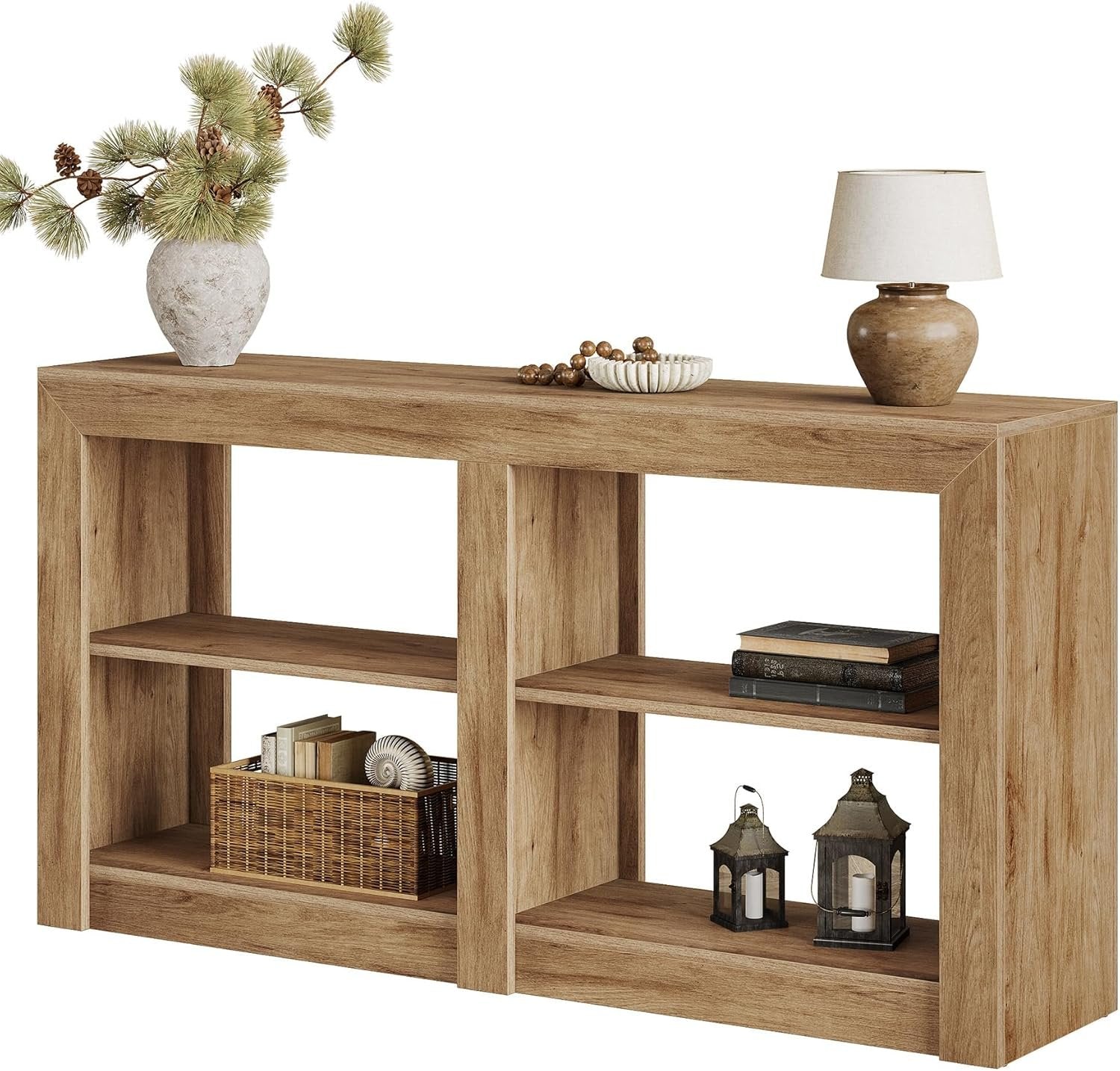 Tribesigns Console de style maison de campagne de 150 cm, Table d'entrée aspect chêne pour couloir et salon