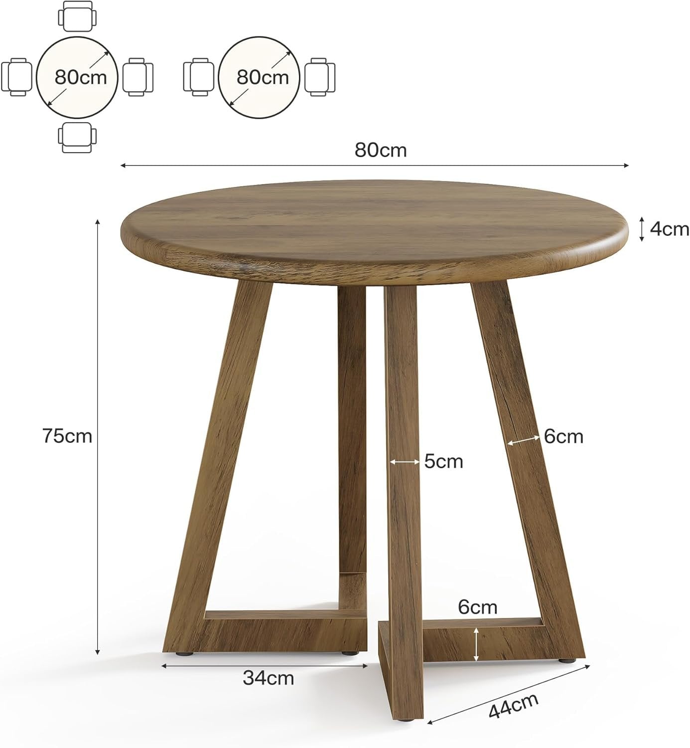 Tribesigns Table de salle à manger ronde pour 2 à 4 personnes  idéale pour la cuisine et la salle à manger