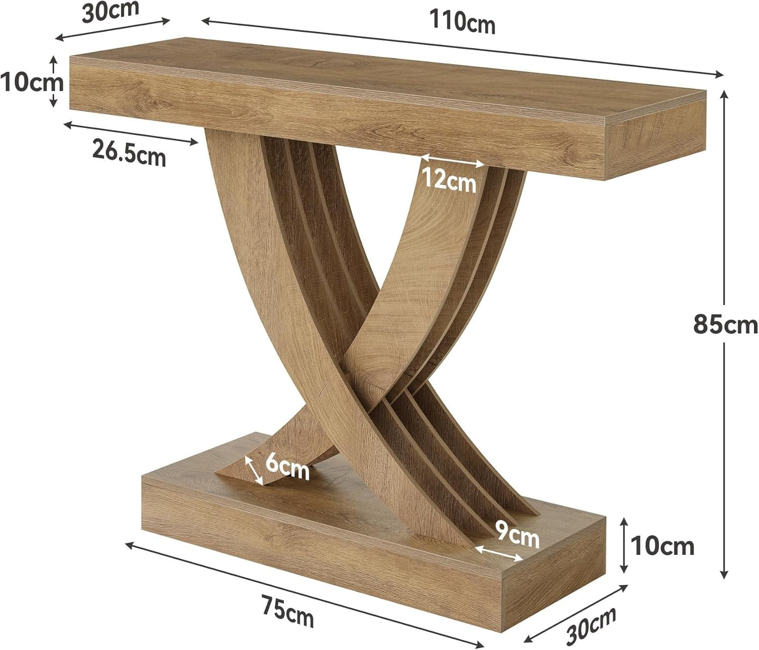 Tribesigns Smalle Consolle van 110 cm met houten frame, Veelzijdige Bijzettafel voor Hal