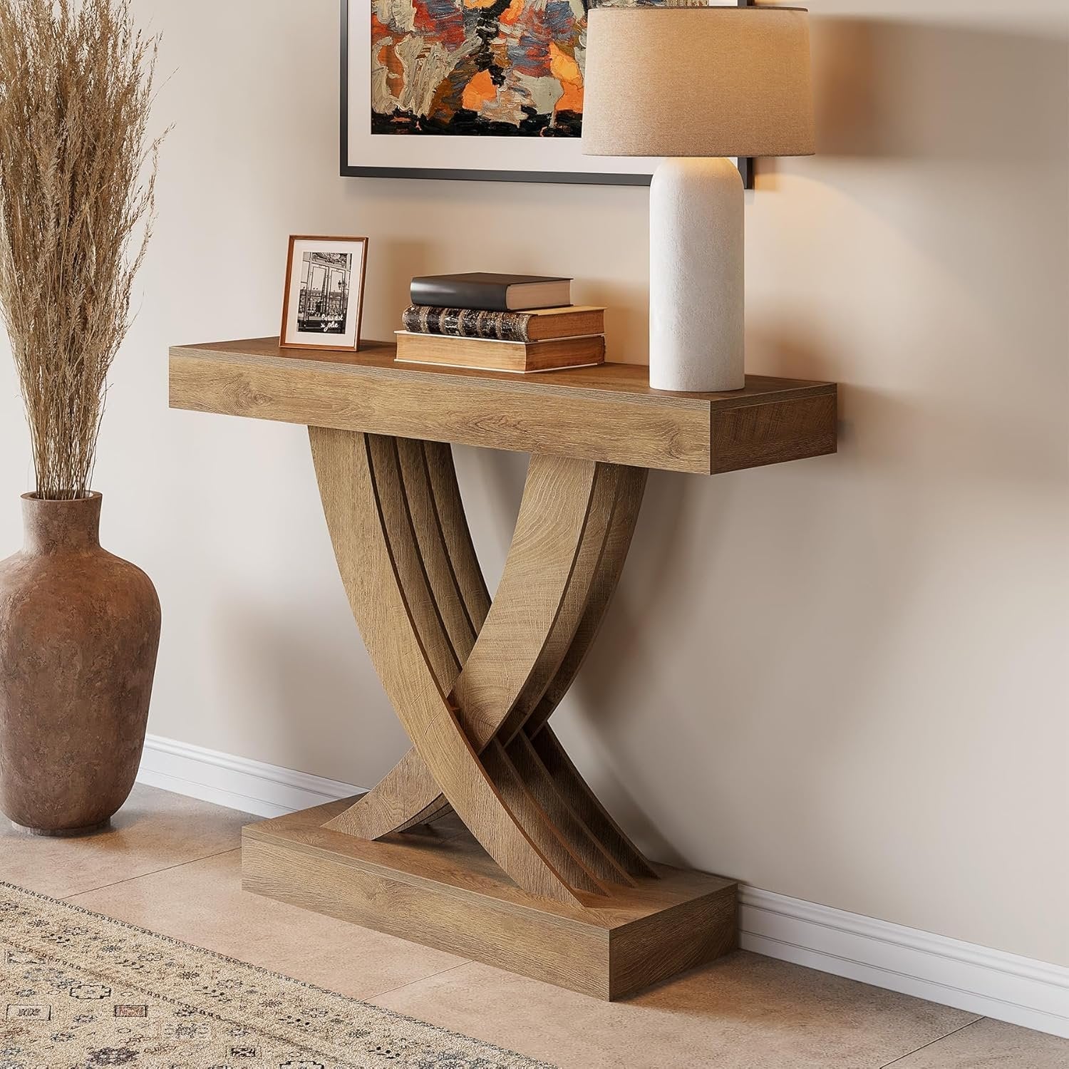 Tribesigns Smalle Consolle van 110 cm met houten frame, Veelzijdige Bijzettafel voor Hal
