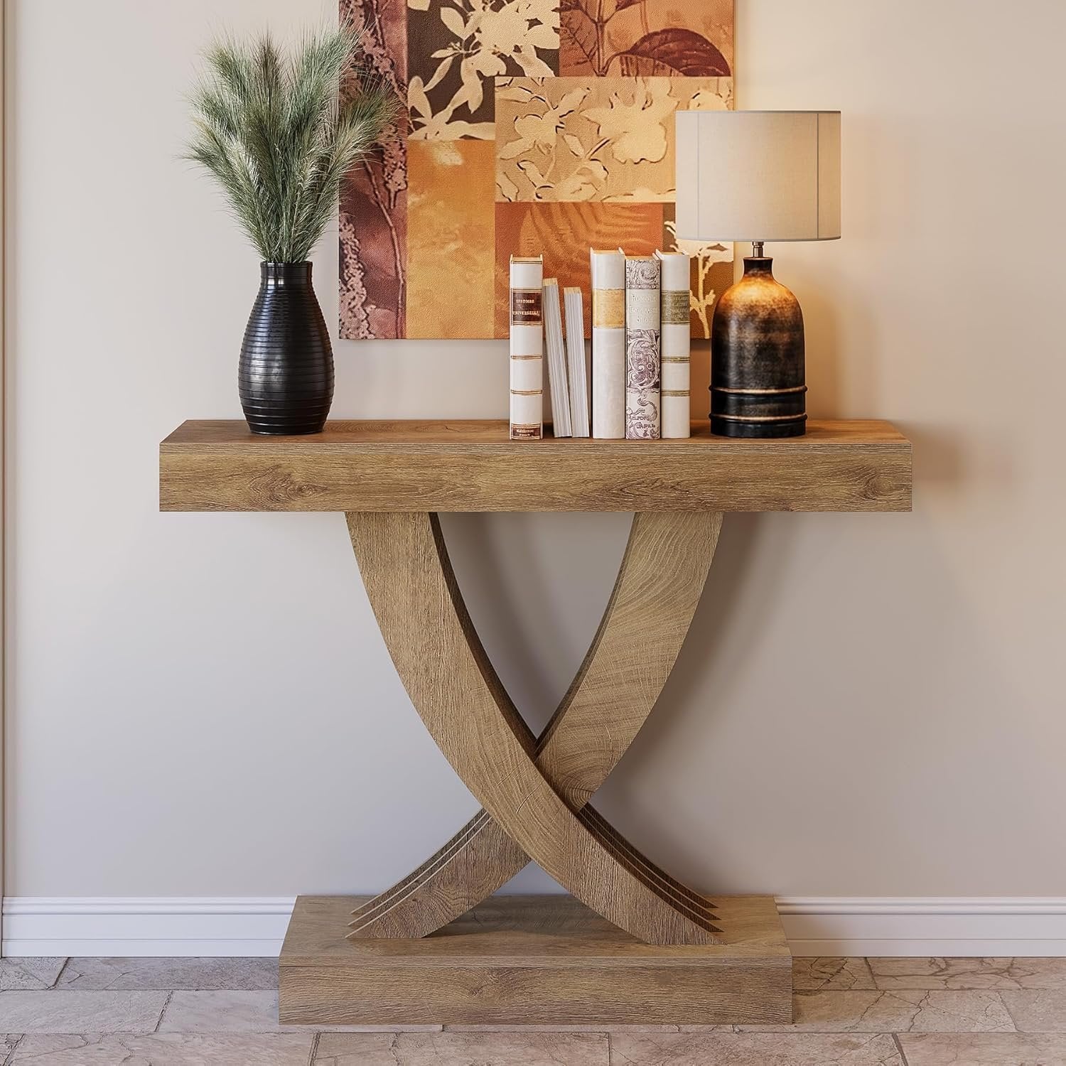 Tribesigns Smalle Consolle van 110 cm met houten frame, Veelzijdige Bijzettafel voor Hal