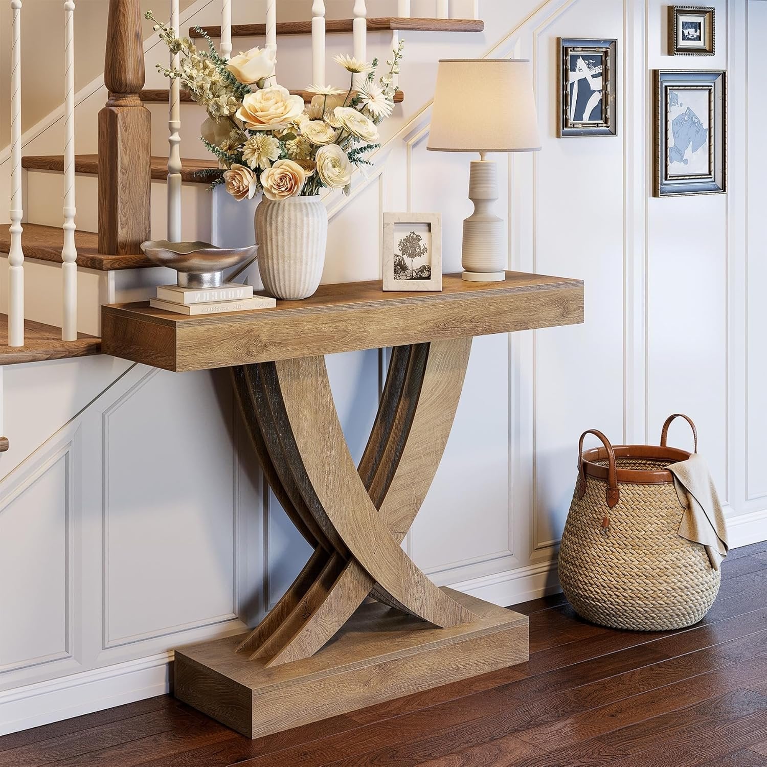 Tribesigns Smalle Consolle van 110 cm met houten frame, Veelzijdige Bijzettafel voor Hal