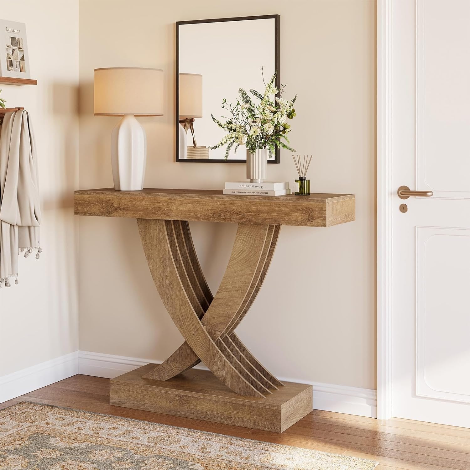 Tribesigns Smalle Consolle van 110 cm met houten frame, Veelzijdige Bijzettafel voor Hal