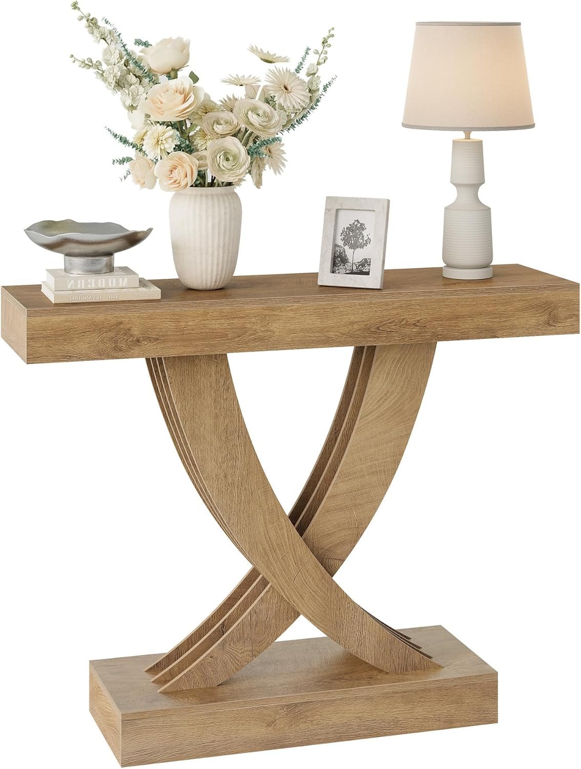 Tribesigns Smalle Consolle van 110 cm met houten frame, Veelzijdige Bijzettafel voor Hal