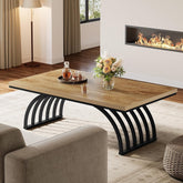 Tribesigns Table basse 120 cm, Table basse industrielle avec pieds en métal Table d'appoint moderne en bois 3