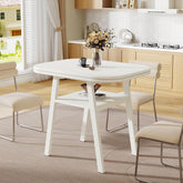 Tribesigns Table à manger de 80 cm pour 2 à 4 personnes, Table de cuisine moderne avec rangement et structure en métal blanc 3