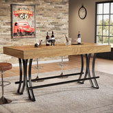 Tribesigns Table de bar et pub rectangulaire de 160 cm de haut avec repose-pieds en métal, Table à manger rectangulaire 3