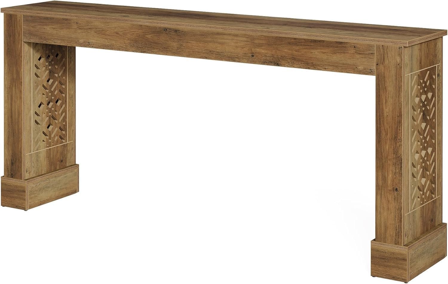 Tribesigns Landelijke Console van 160 cm, Retro Industriële Haltafel met Holle Patroonpoten in Bruin