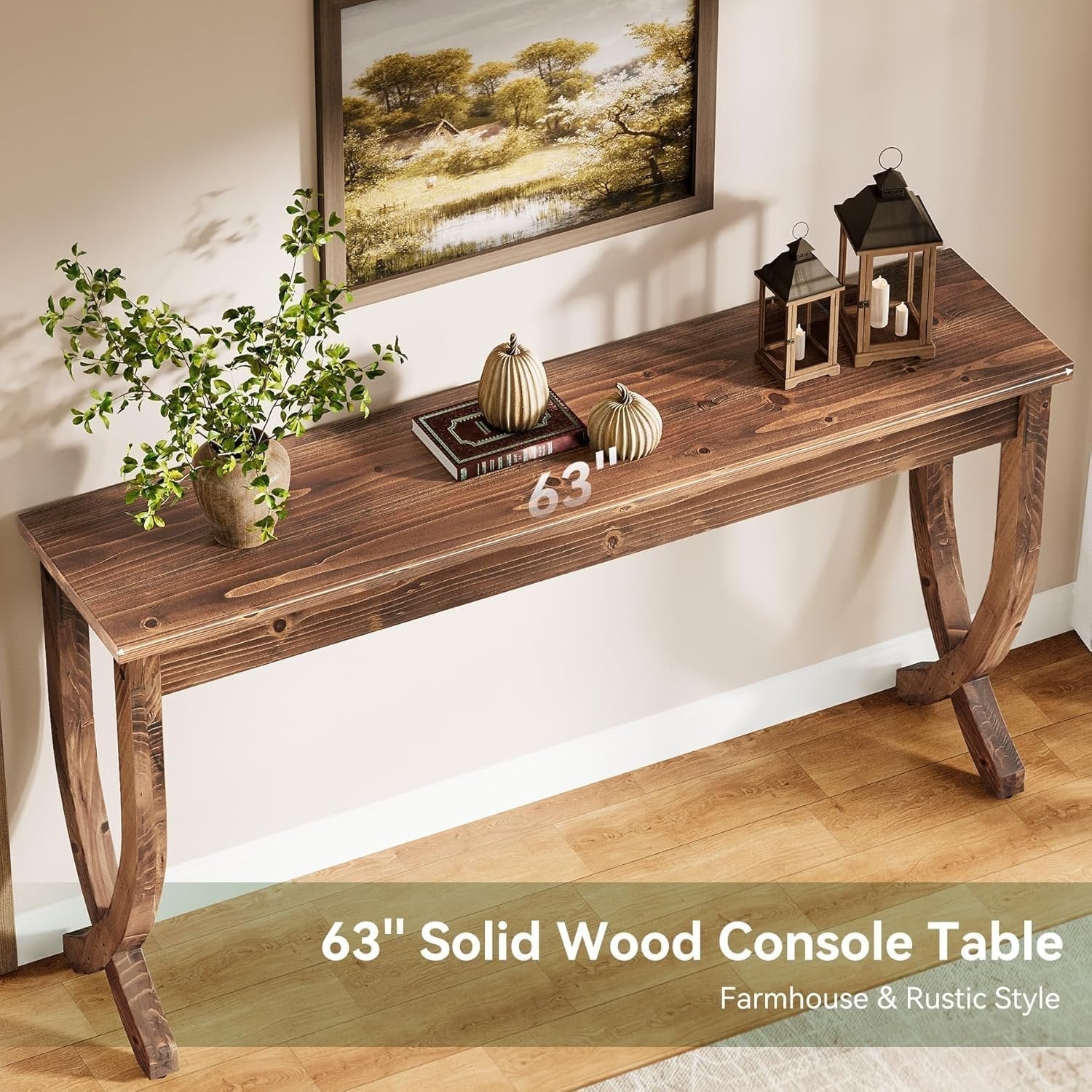 TRIBEWOOD Console en bois massif 160 cm, Table d'entrée de style ferme longue table basse pour salon