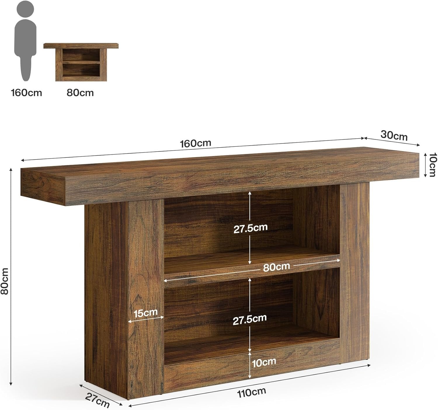 Tribesigns Consoletafel 160 cm, Bijzettafel Haltafel voor entree