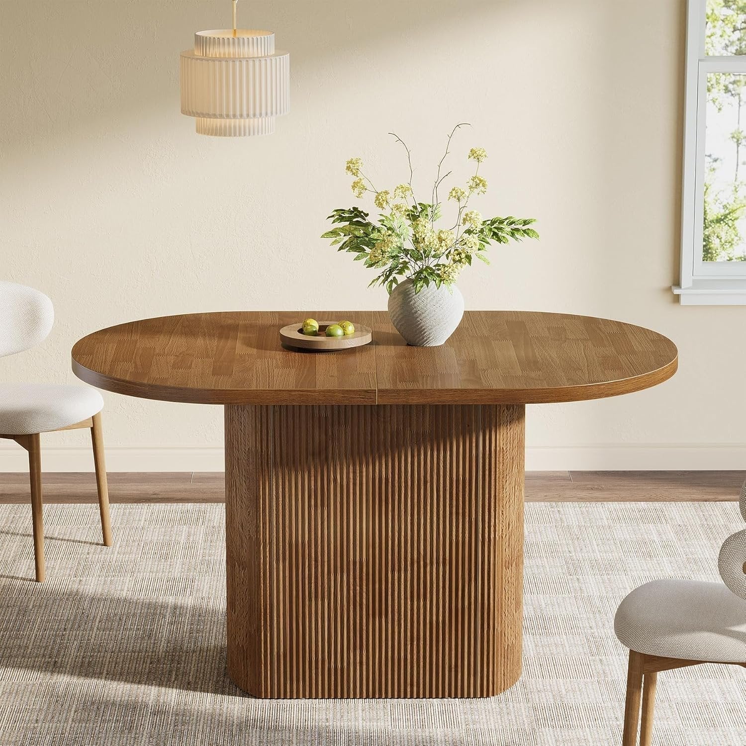 Tribesigns Table à manger ovale de 120 cm pour 4 personnes, Table de cuisine rustique de maison de campagne