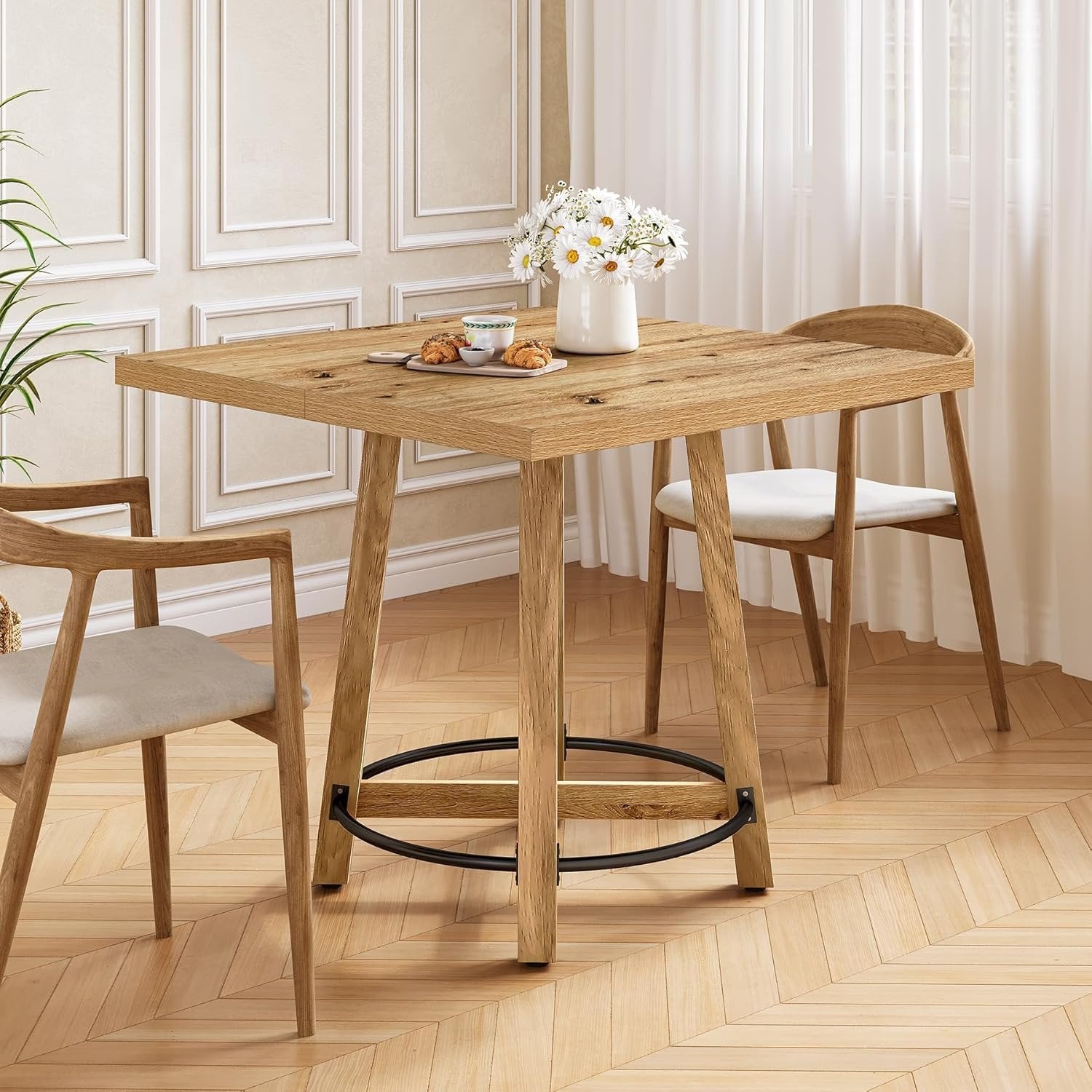 Tribesigns Table à manger 80 cm, Table de cuisine carrée moderne pour 2 à 4 personnes